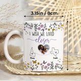Personalized Map Distance State Floral Coffee Mug, Custom Long Distance