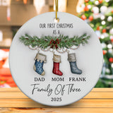 Personalized Family Of Three Christmas Ornament 3D Inflated Effect