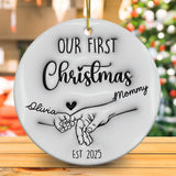 Personalized 3D Effect Our First Christmas Ornament, Baby First Christmas Family