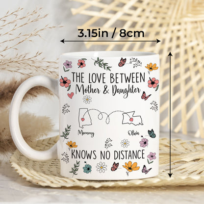 Personalized Custom Map Distance Effect Mom And Daughter Coffee Mug 11Oz 15Oz