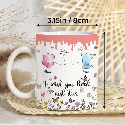 Personalized Map Distance State Coffee Mug Floral Custom