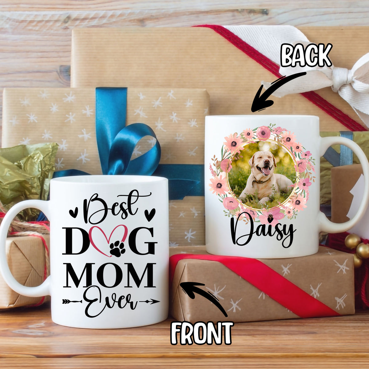 Personalized Dog Mom Gifts For Women Init Letter Custom Mug 11Oz, Dog Mom Gifts Coffee