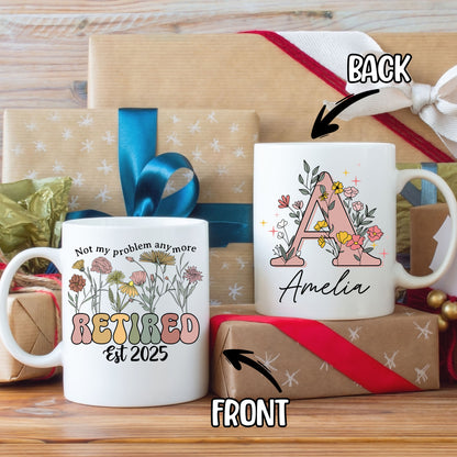 Personalized Customized Retirement Gift For Woman Init Letter Custom Coffee Mug 11Oz Retirement