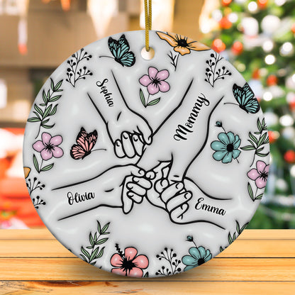 Personalized Customized Holding Mom Hand 3D Effect Ornament