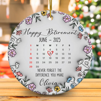 Personalized Retirement Ornament 2025 3D Inflated Effect Gift For Woman