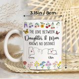 Personalized Daughter And Mom Custom Map Distance Effect Coffee Mug
