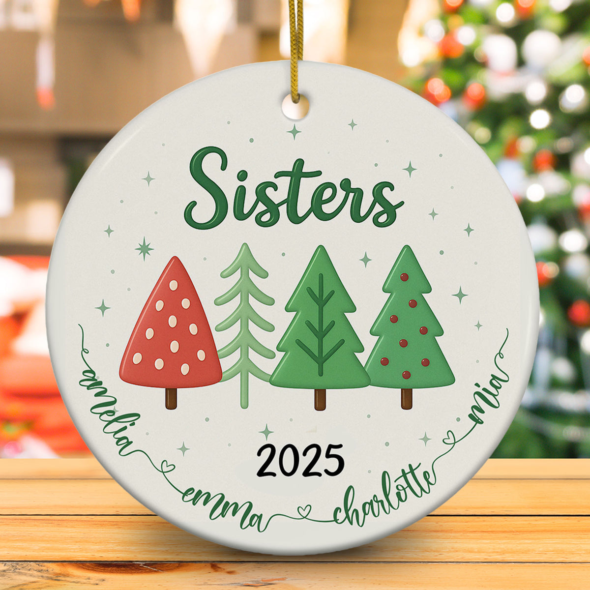 Personalized Sister Ornament 3D Inflated Effect, Gift For Sister Christmas Ornament 2025