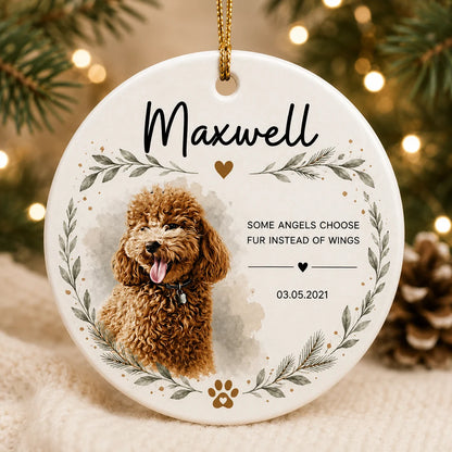 Personalized Pet Memorial Photo Dog Cat Christmas Tree Circle Ceramic Ornament Gift Set 1-8 PCS Multi Style