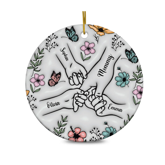 Personalized Customized Holding Mom Hand 3D Effect Ornament