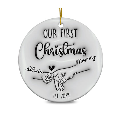 Personalized 3D Effect Our First Christmas Ornament, Baby First Christmas Family