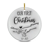 Personalized 3D Effect Our First Christmas Ornament, Baby First Christmas Family