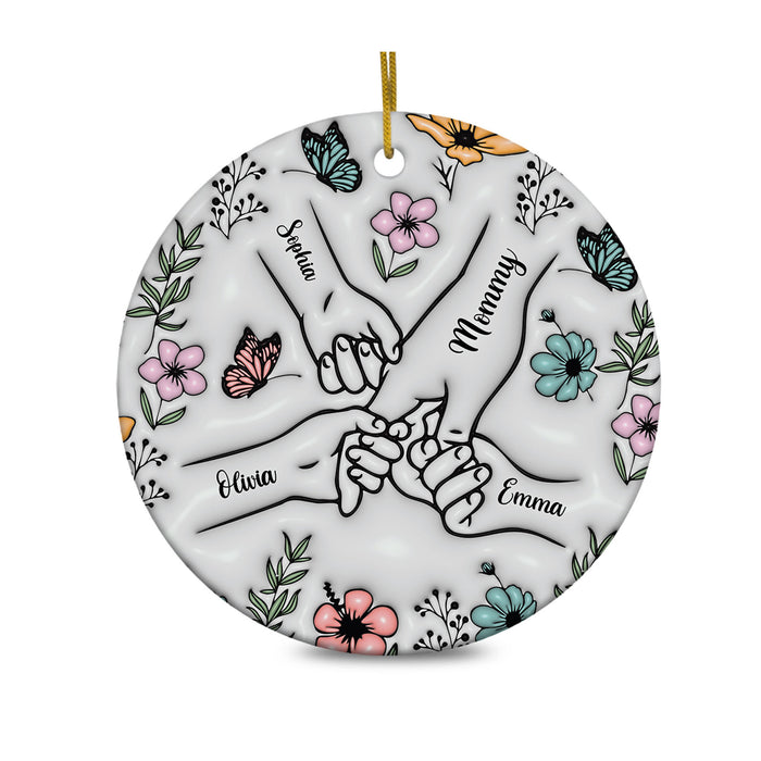 Personalized Customized Holding Mom Hand 3D Effect Ornament