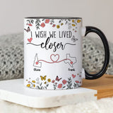 Personalized Map Distance State Floral Custom Coffee Mug