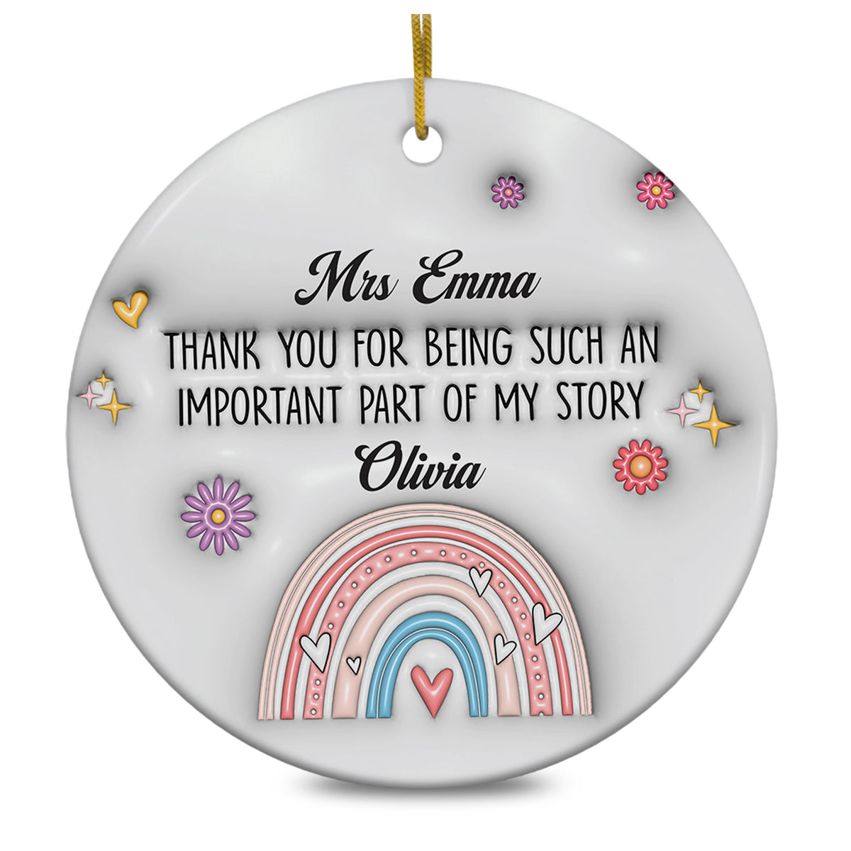 Personalized Teacher Appreciation Gifts Ornament 2025 3D Inflated Effect