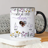 Personalized Map Distance State Floral Coffee Mug, Custom Long Distance
