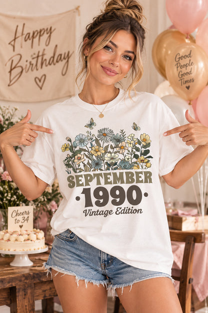 Personalized Vintage Edition Birthday Shirt, Birth Month Year Floral T-Shirt, Personalized Birthday Gift for Women
