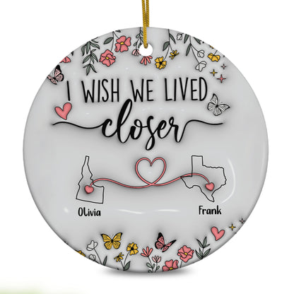 Personalized Map Distance State Floral Custom 3D Inflated Effect Ornament