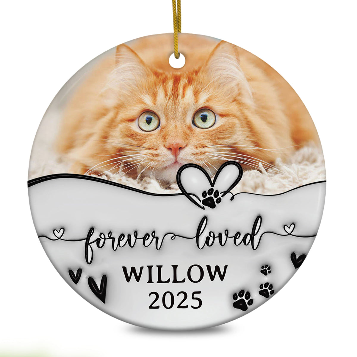 Personalized Cat Memorial Ornaments 3D Inflated Effect, Personalized Photo Christmas