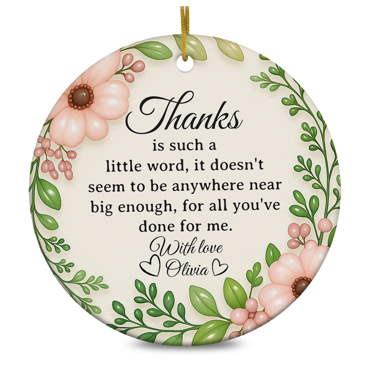 Personalized Thank You Ornament 3D Inflated Effect, Appreciation Gift For Women Thank You