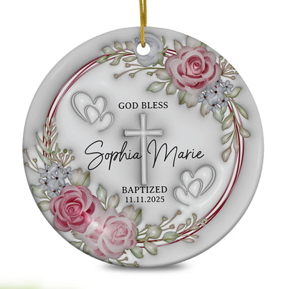 Personalized Christian Custom 3D Inflated Effect Ceramic Ornament Custom Name Religious
