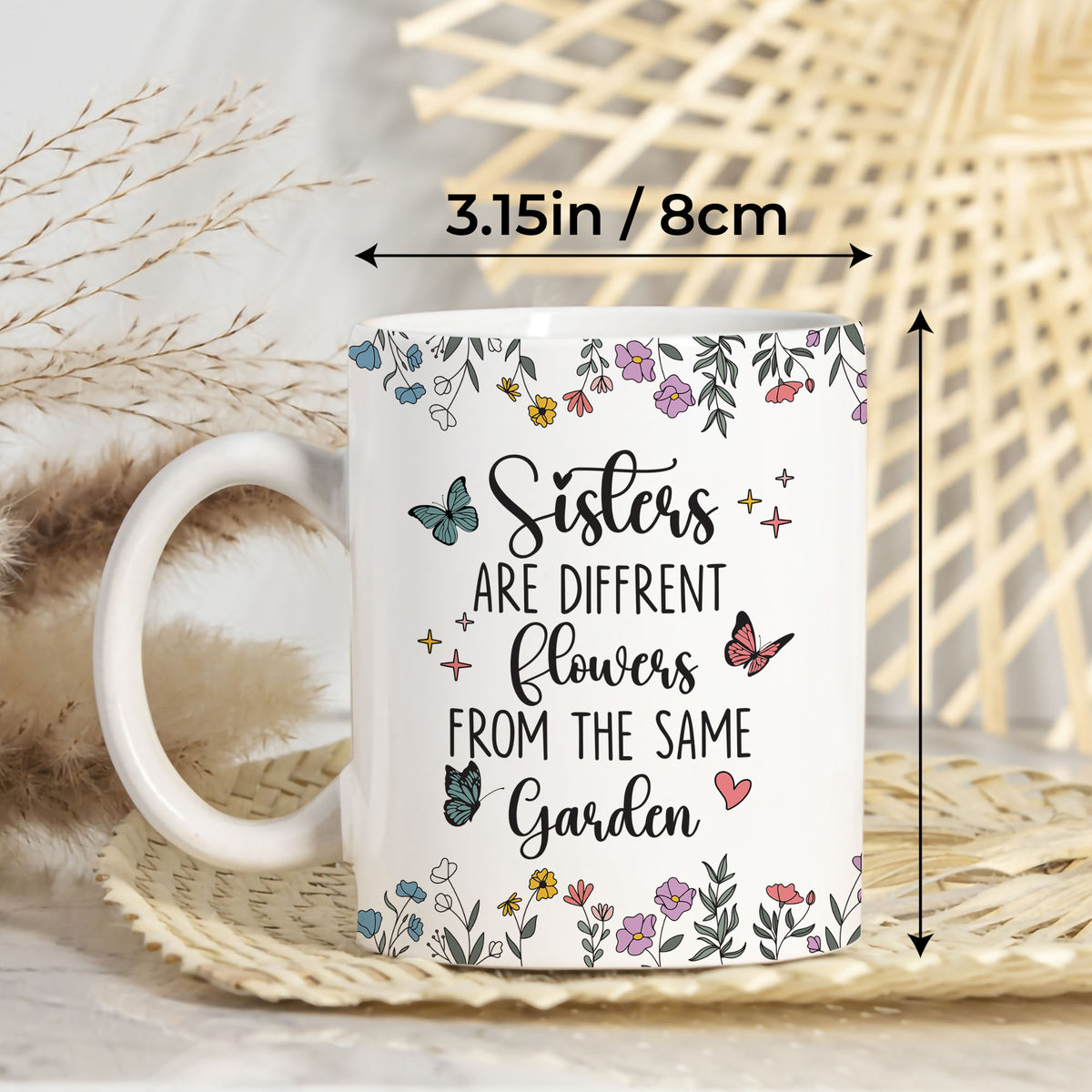 Personalized Custom Map Distance Effect Sister Coffee Mug, Sister Gifts For Birthday