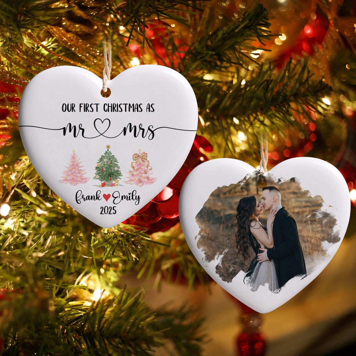 Personalized Our First Christmas As Mr and Mrs Ornament 2025 Wedding