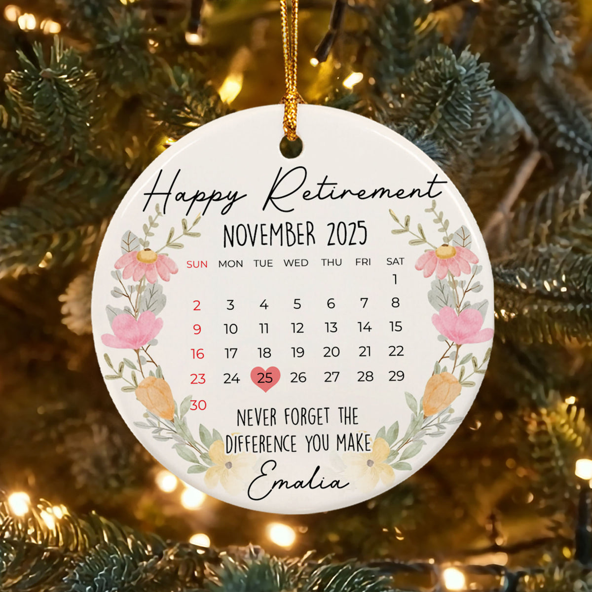 Personalized Retirement Ornament Calendar 2025
