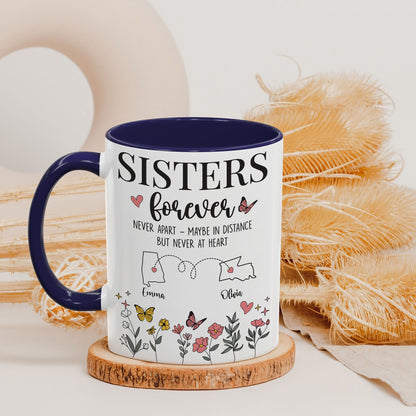 Personalized Custom Map Distance Sister Mug Coffee Mug 11Oz 15Oz