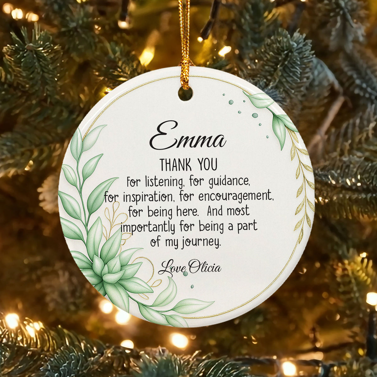 Personalized Thank You Ornament 3D Inflated Effect, Appreciation Gift For Women