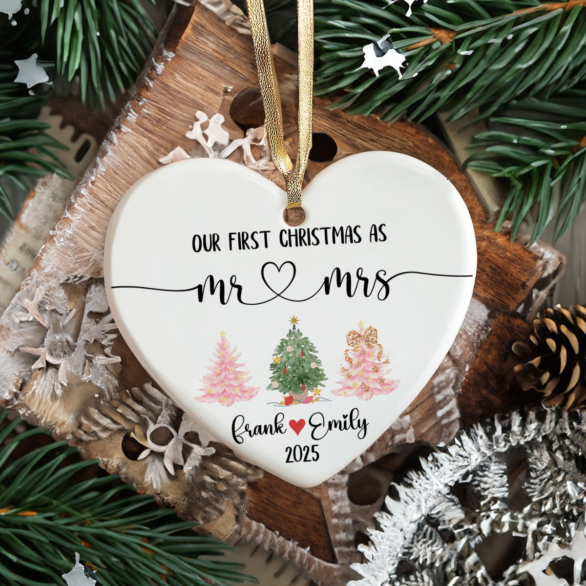 Personalized Our First Christmas As Mr and Mrs Ornament 2025