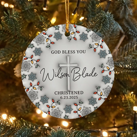 Personalized Christian Custom 3D Inflated Effect Ceramic Ornament Custom Name