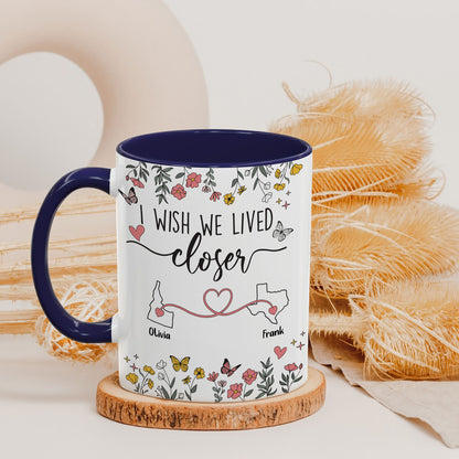 Personalized Map Distance State Floral Custom Coffee Mug