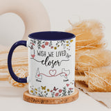 Personalized Map Distance State Floral Custom Coffee Mug