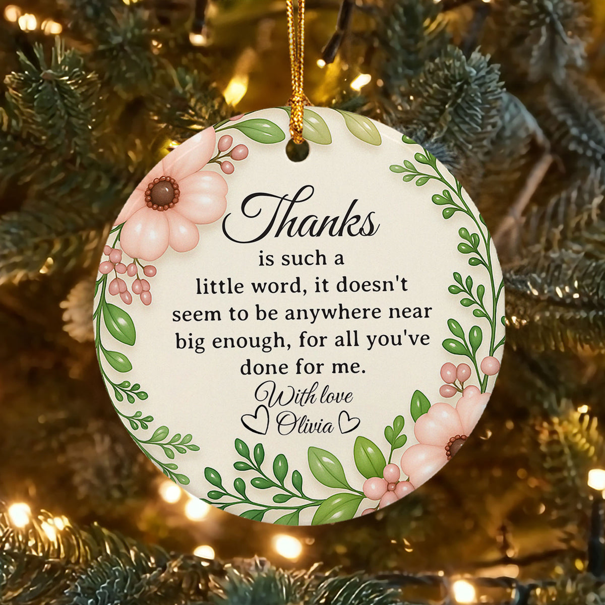 Personalized Thank You Ornament 3D Inflated Effect, Appreciation Gift For Women Thank You