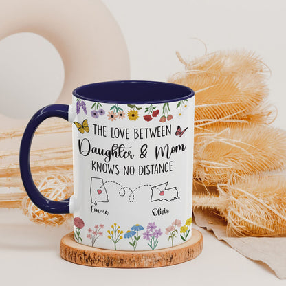 Personalized Daughter And Mom Custom Map Distance Effect Coffee Mug