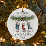 Personalized Family Of Three Christmas Ornament 3D Inflated Effect