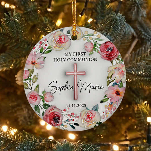 Personalized Christian Holy Communion Custom 3D Inflated Effect Ceramic Ornament