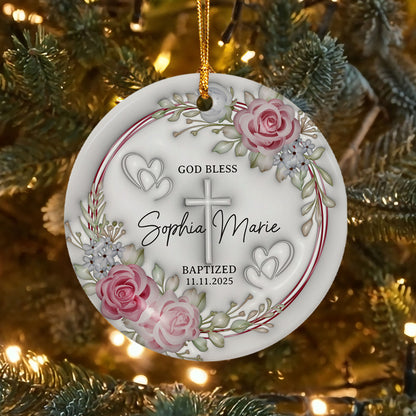 Personalized Christian Custom 3D Inflated Effect Ceramic Ornament Custom Name Religious