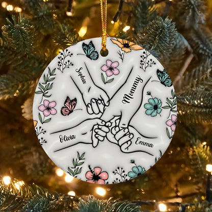 Personalized Customized Holding Mom Hand 3D Effect Ornament