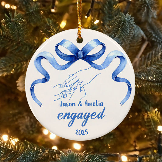 Personalized First Christmas Engaged Ornament