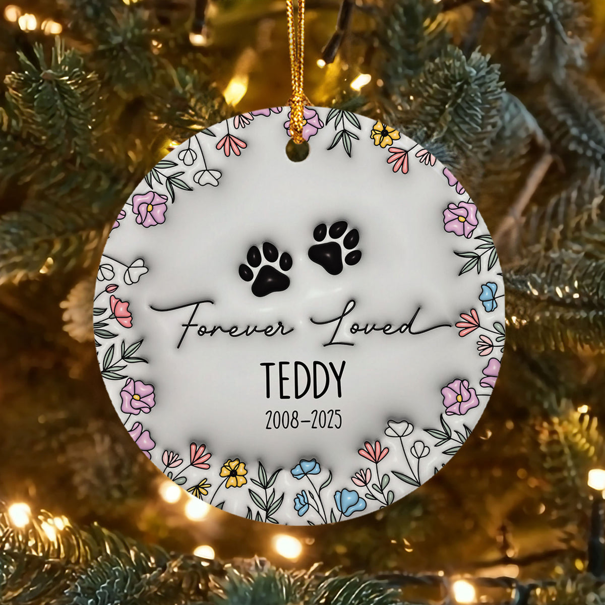 Personalized Dog Memorial 3D Effect Ornament Pet Memorial
