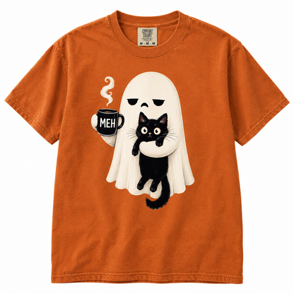 Ghost Hug Black Cat Halloween T Shirt