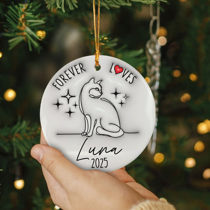 Personalized Cat Memorial Custom 3D Inflated Effect Ornament