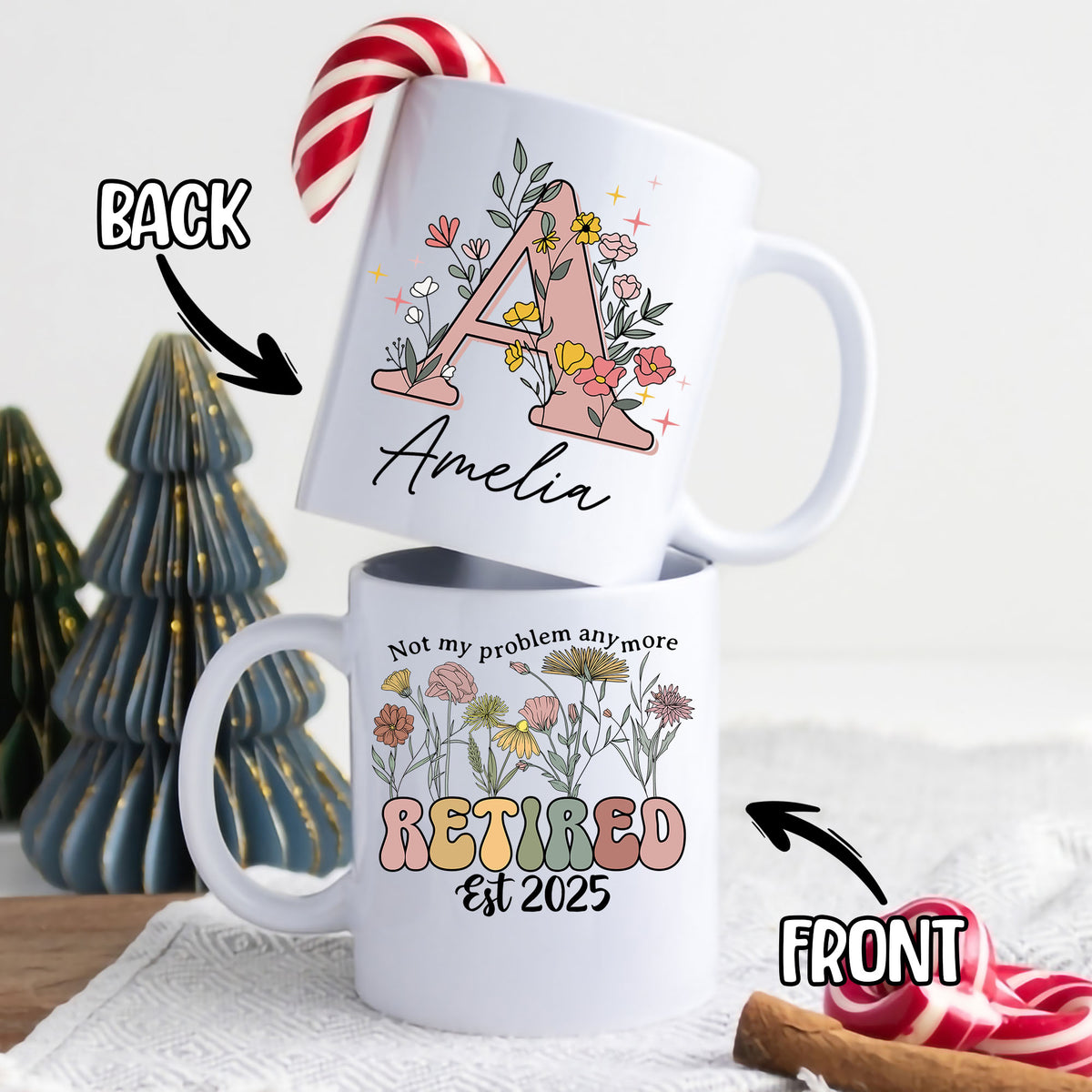 Personalized Customized Retirement Gift For Woman Init Letter Custom Coffee Mug 11Oz Retirement