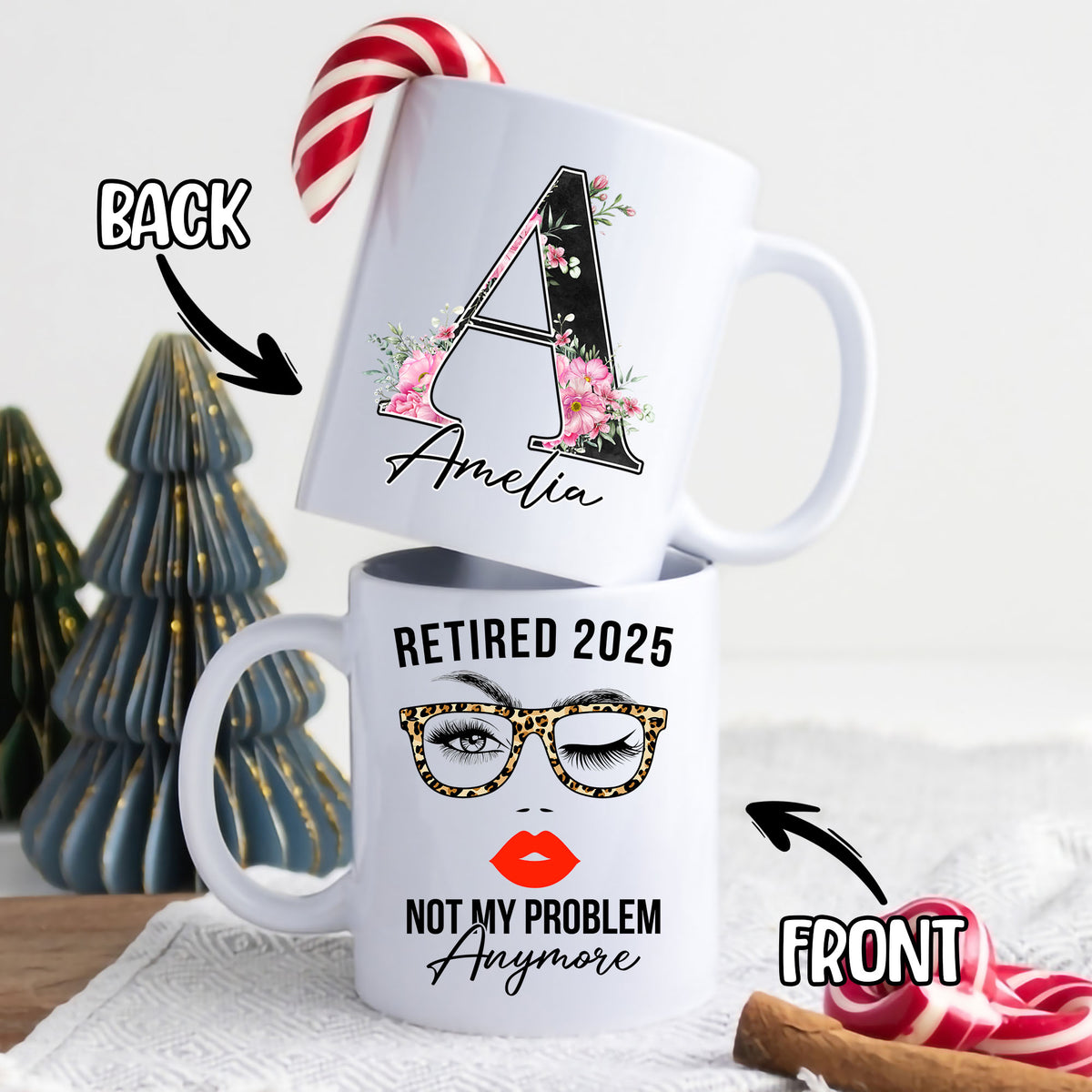 Personalized Customized Retirement Gift For Woman Init Letter Custom Coffee Mug 11Oz