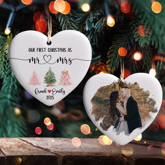 Personalized Our First Christmas As Mr and Mrs Ornament 2025 Wedding