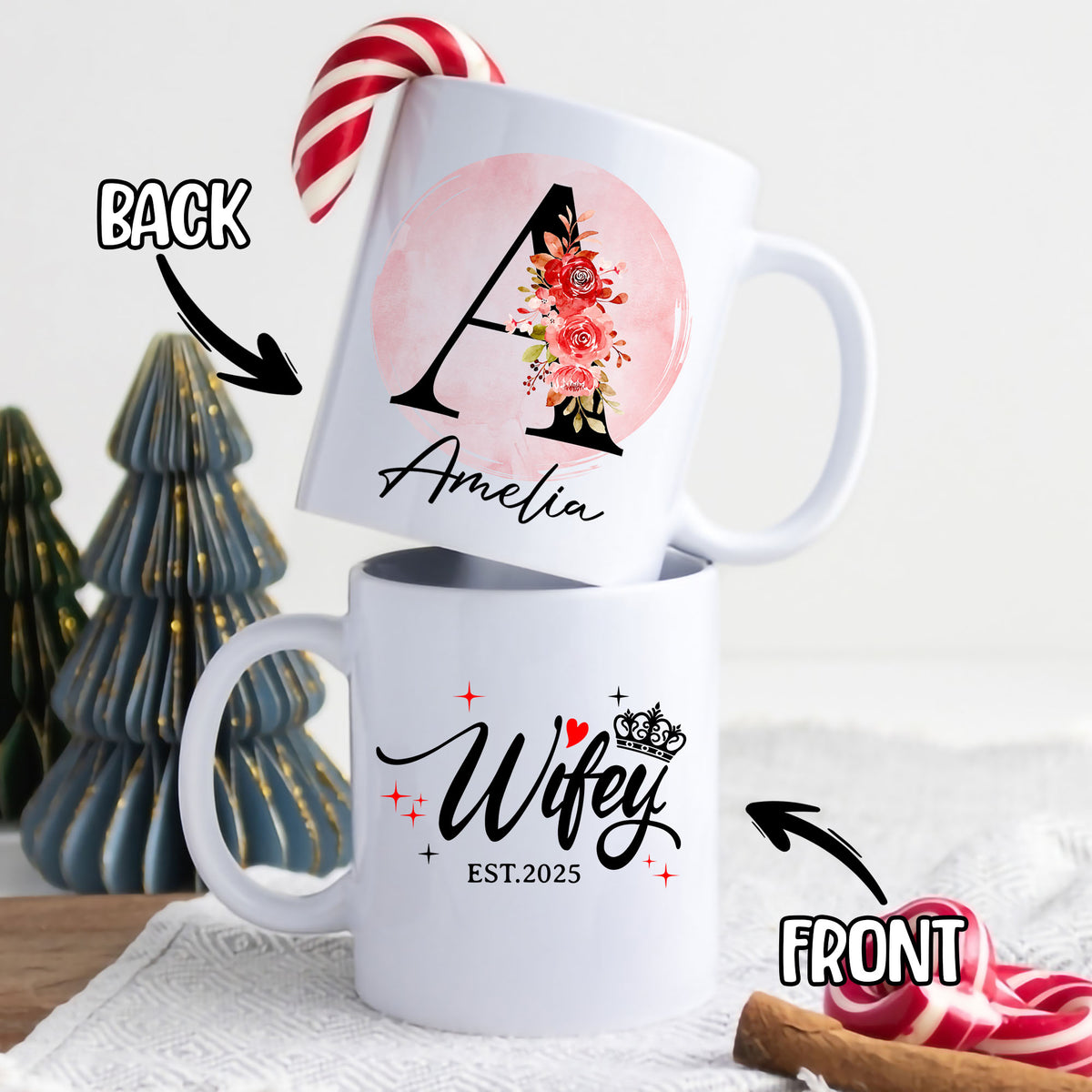 Personalized Customized Gift For Wife Init Letter Custom Coffee Mug 11Oz