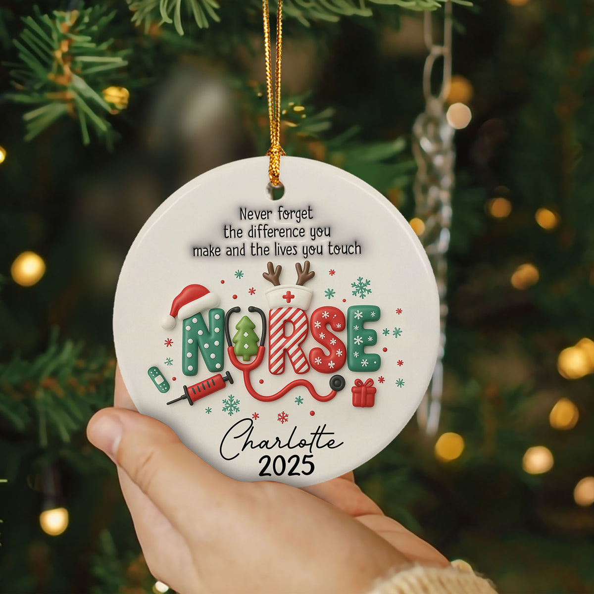 Personalized Nurse Christmas Ornament 3D Inflated Effect