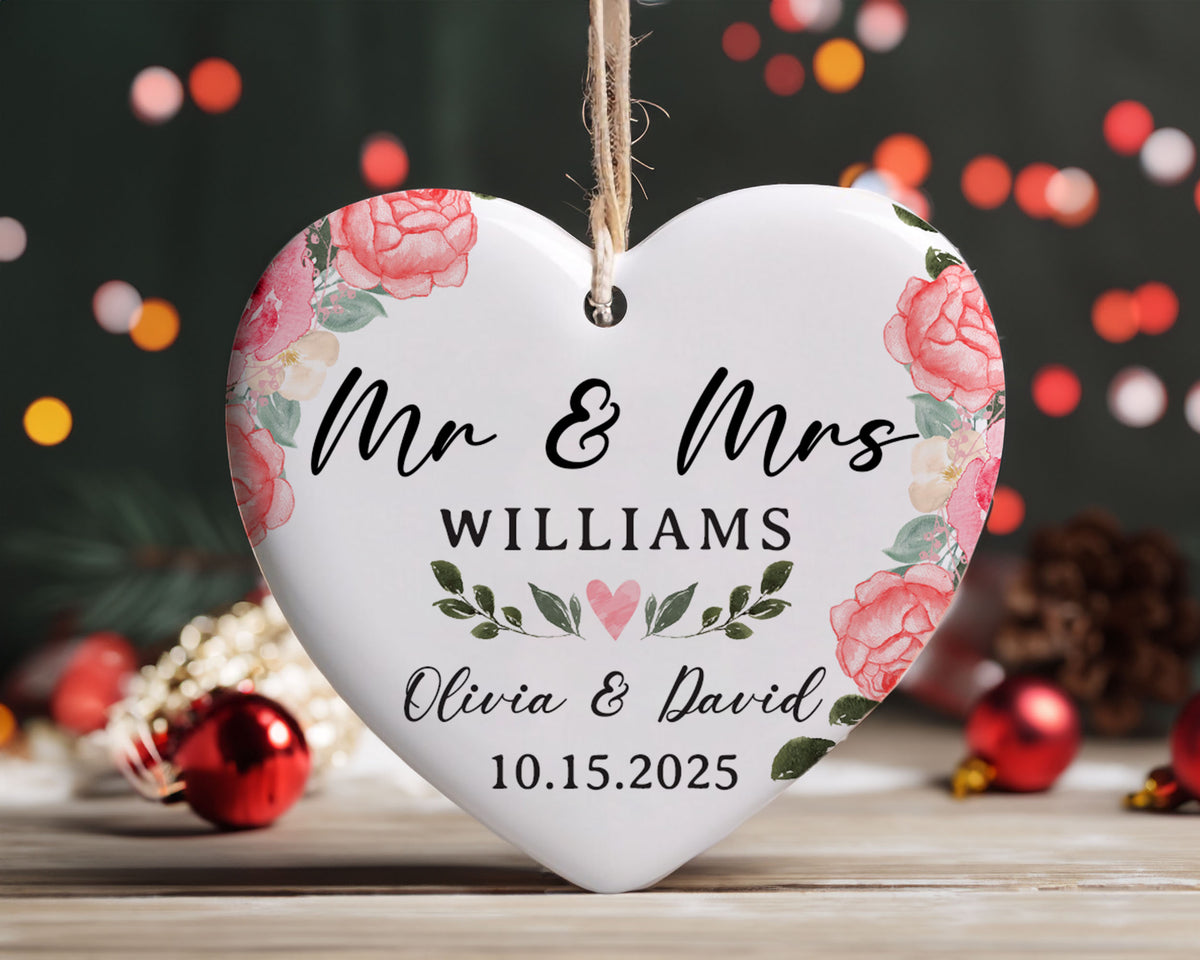 Personalized Wedding Ornament 2025, Mr and Mrs Christmas