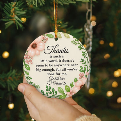 Personalized Thank You Ornament 3D Inflated Effect, Appreciation Gift For Women Thank You